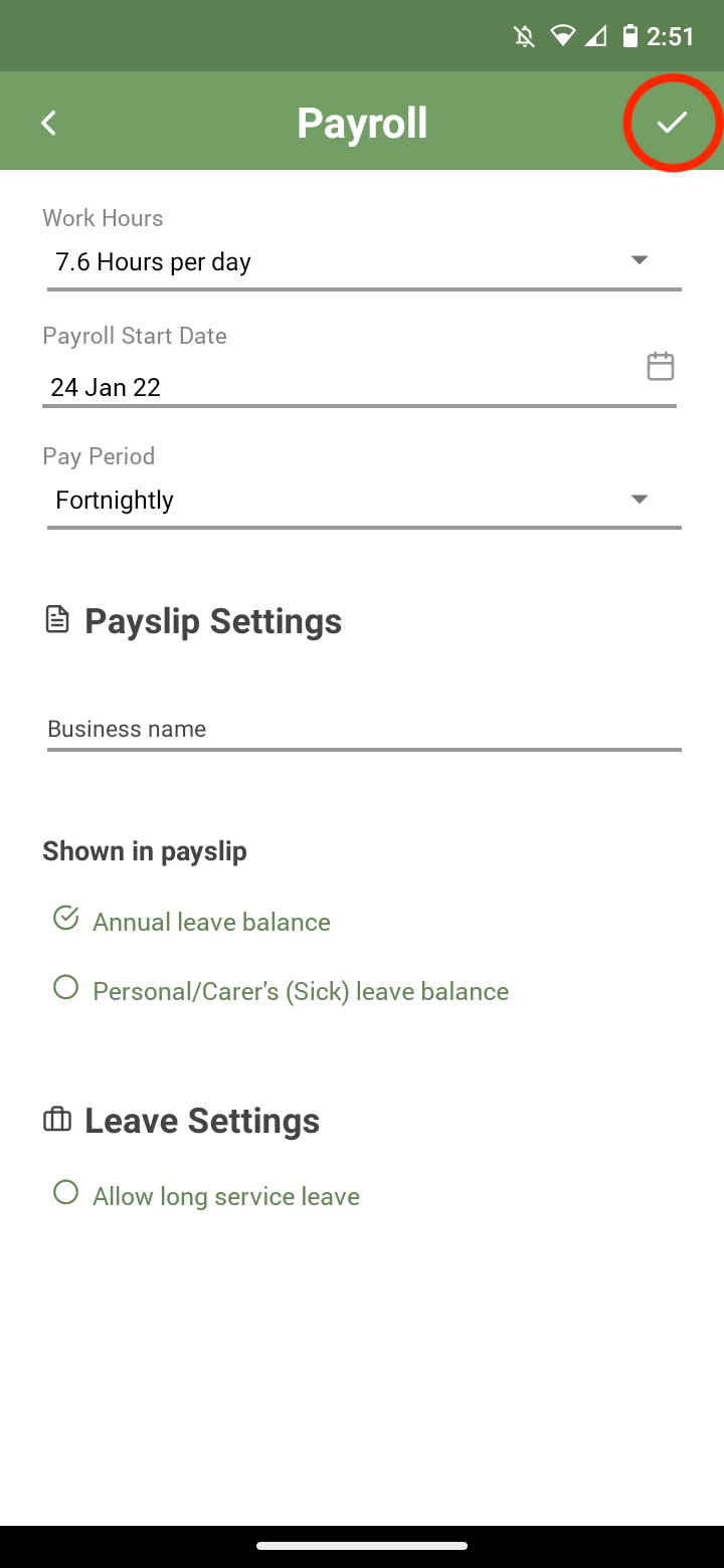 Payroller Mobile App - How to show annual leave balance on your employee payslip on the Payroller mobile app - 4
