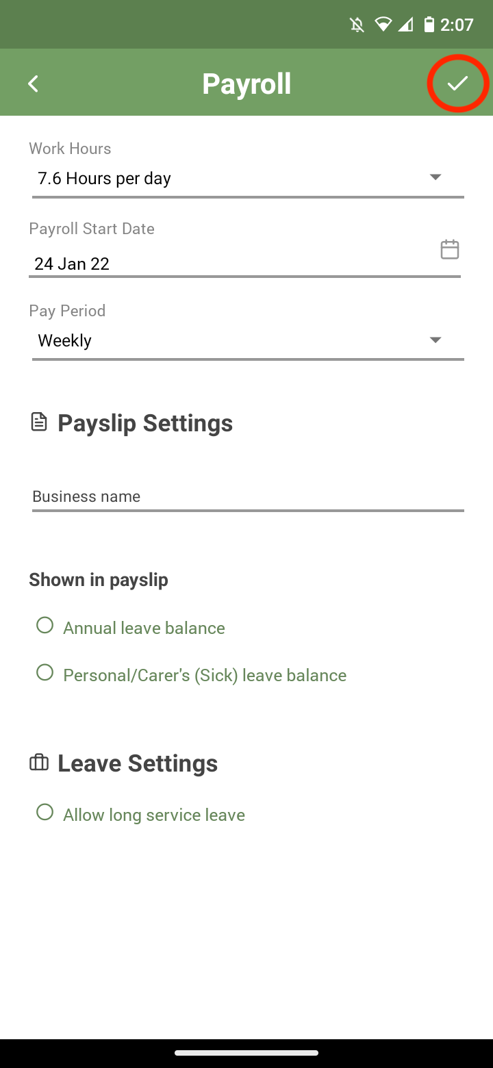 Payroller Mobile App - How to set your pay period on the Payroller mobile app - 5