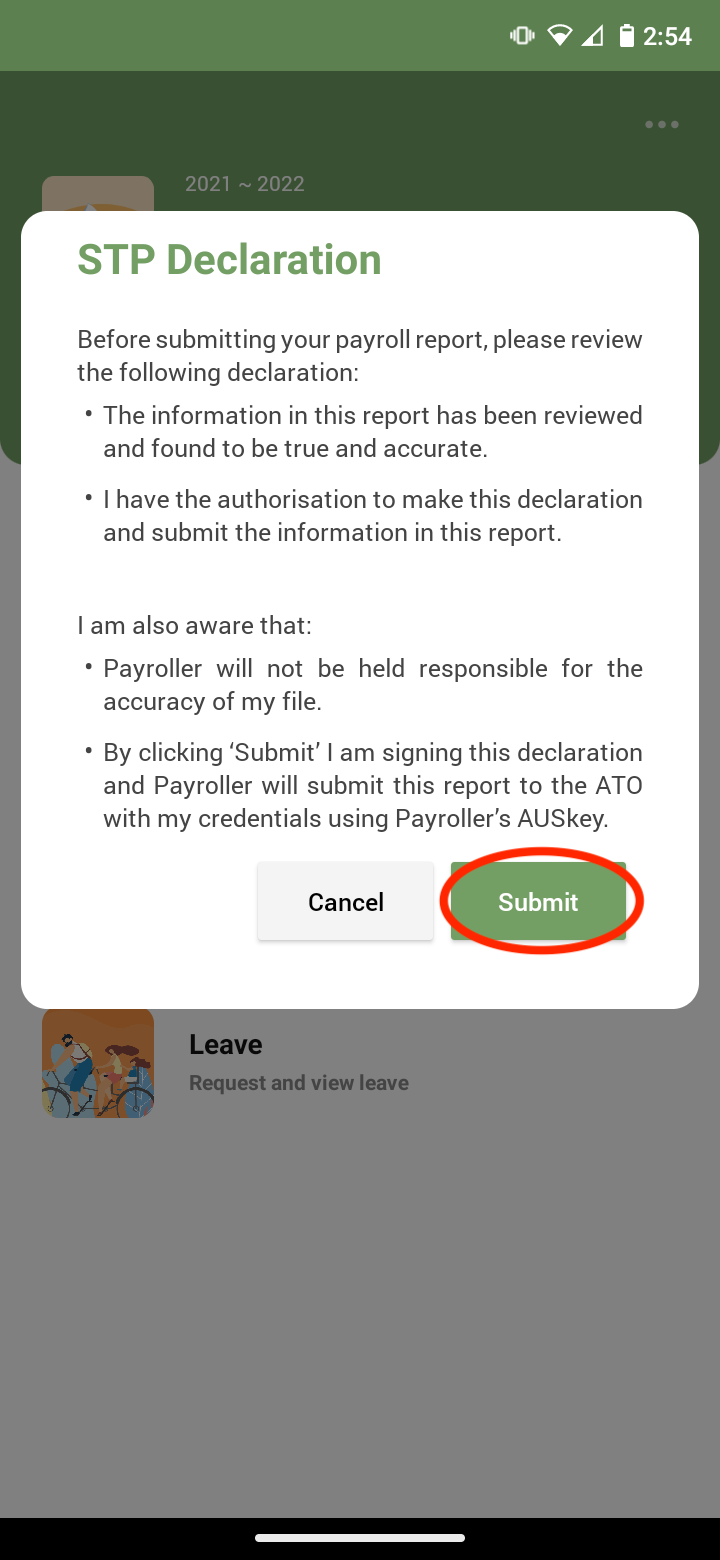 Payroller Mobile App - How to add Ancillary/Defence leave on the Payroller mobile app - 9