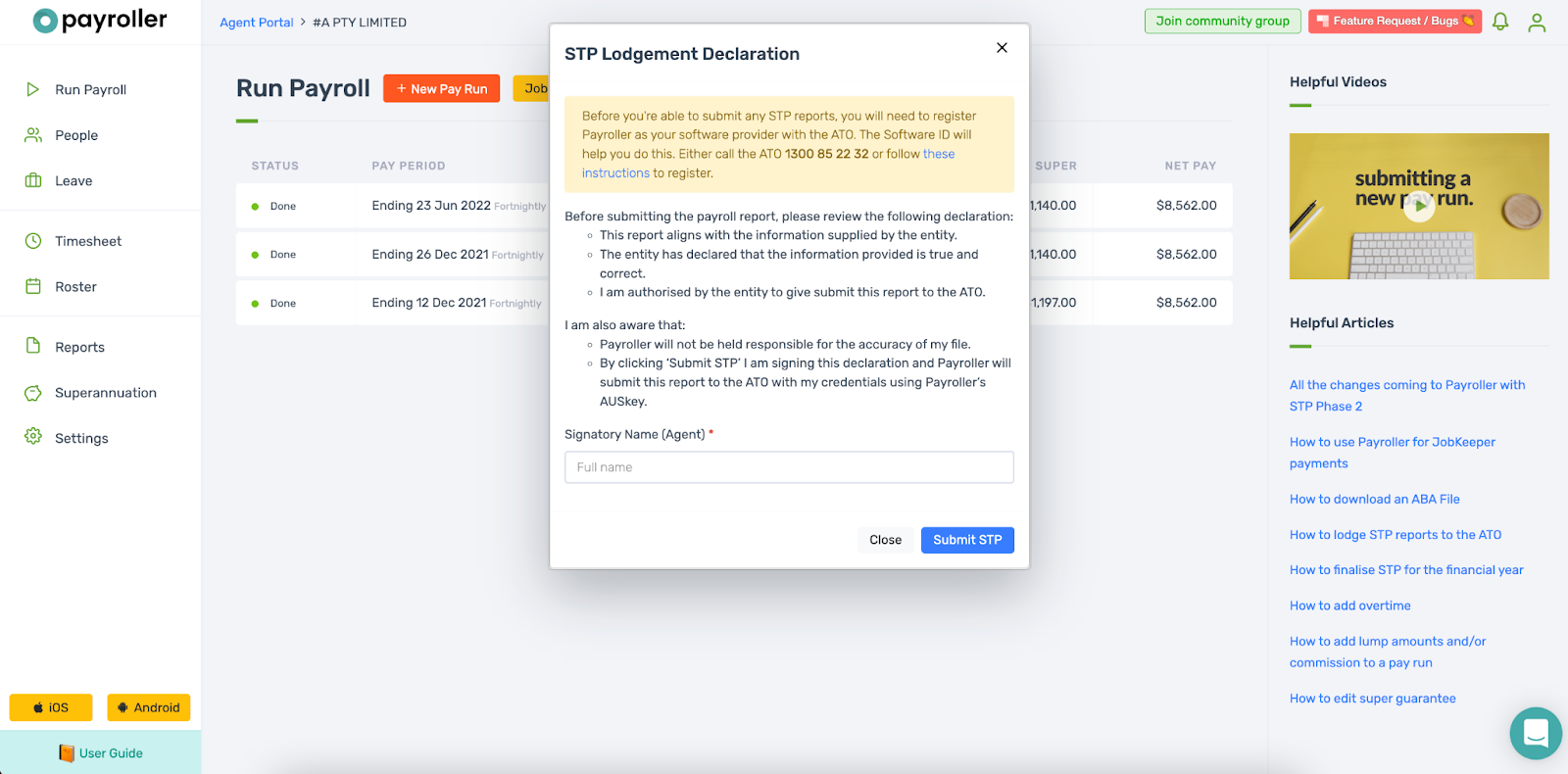 Payroller functions - Finalise reporting for the financial year - 11