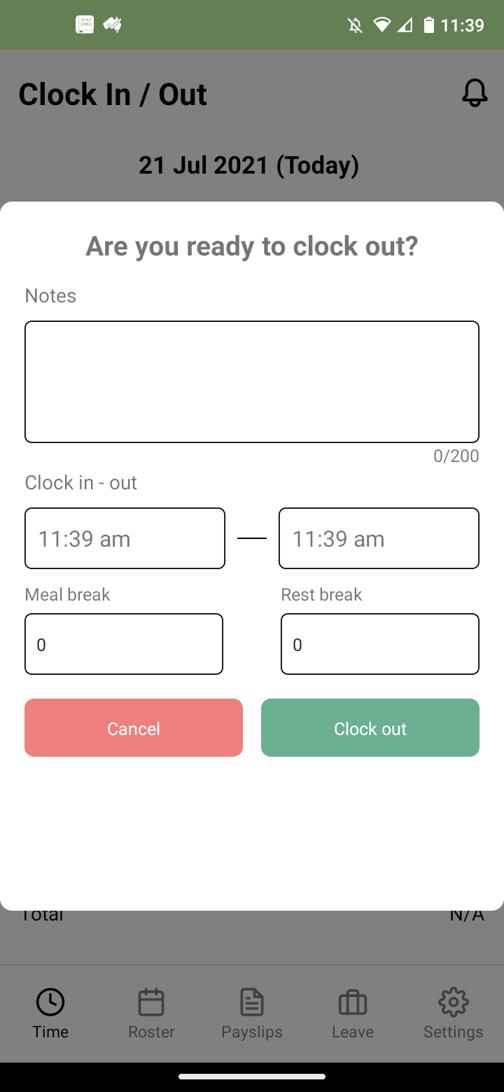 Employee app - How to clock in and clock off for a shift as an employee - 3