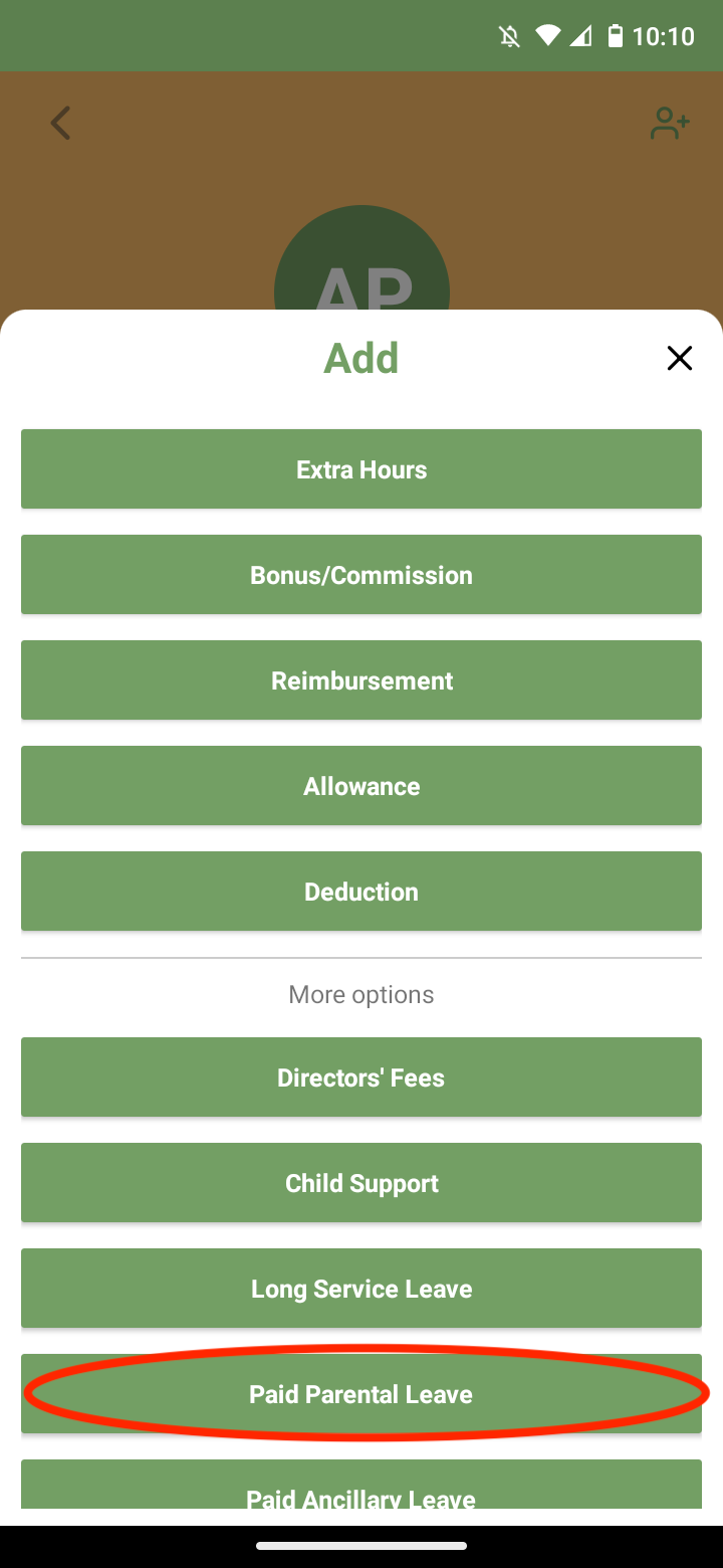 Payroller Mobile App - How to add paid parental leave on the Payroller mobile app - 4