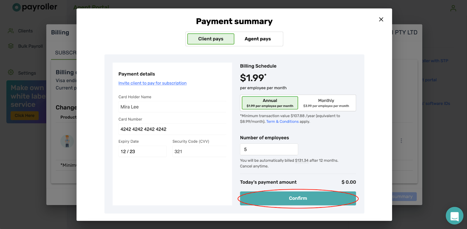 Changing Who Pays For A Payroller Subscription - Agent Portal