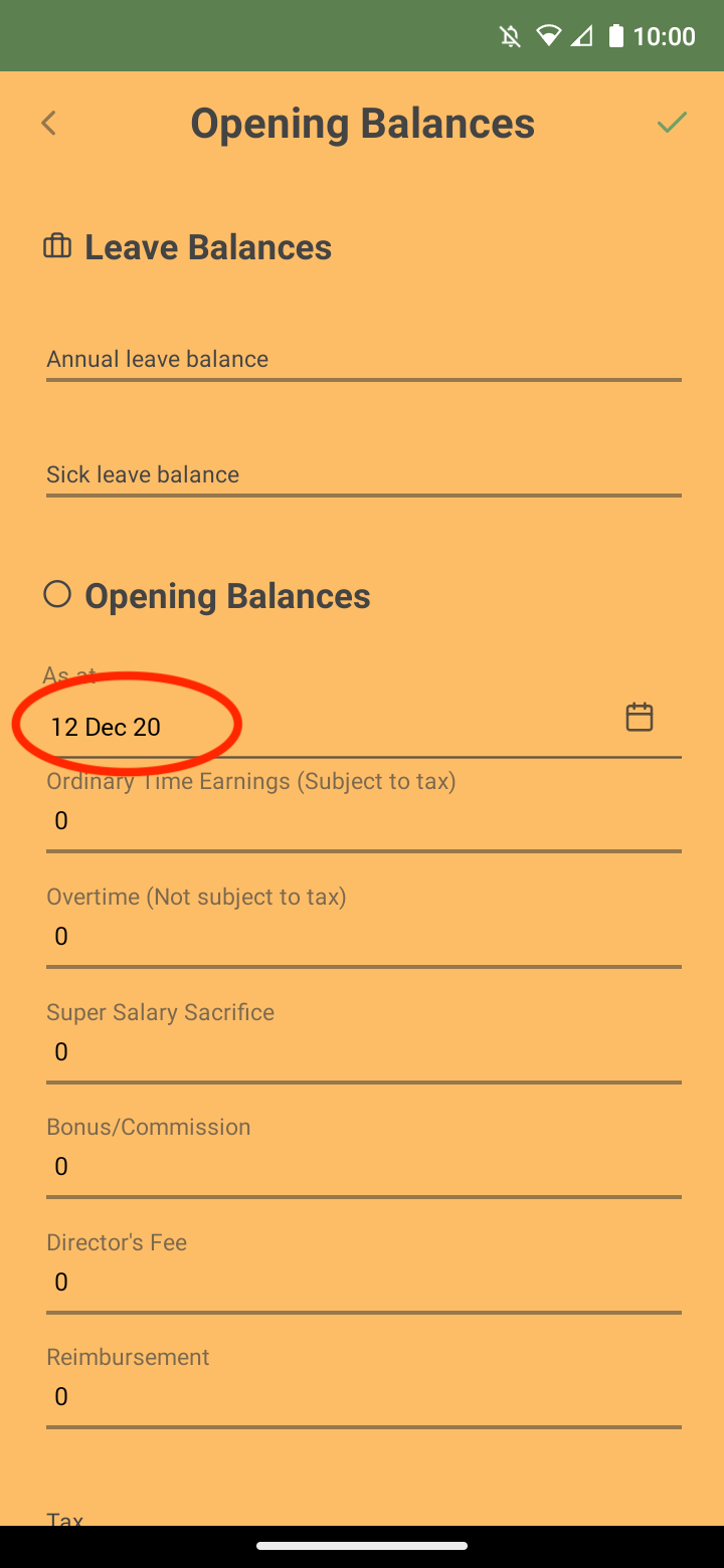 Payroller Mobile App - How to add opening balance to the Payroller mobile app - 5