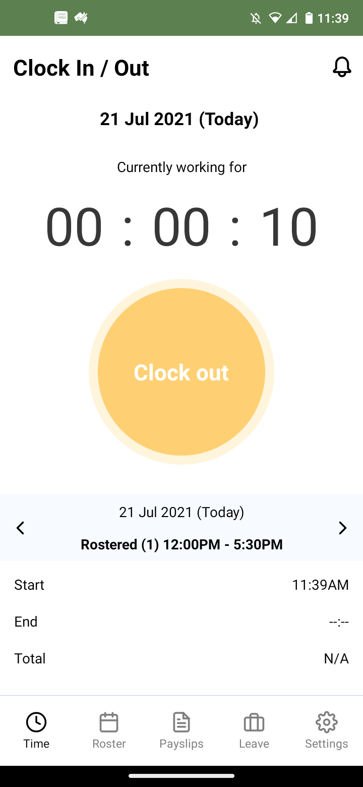 Employee app - How to clock in and clock off for a shift as an employee - 2