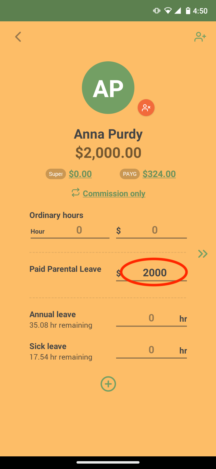 Payroller Mobile App - How to add paid parental leave on the Payroller mobile app - 6