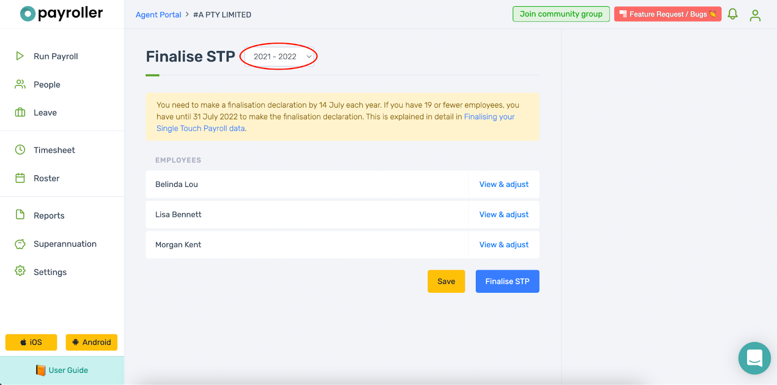 Payroller functions - Finalise reporting for the financial year - 2