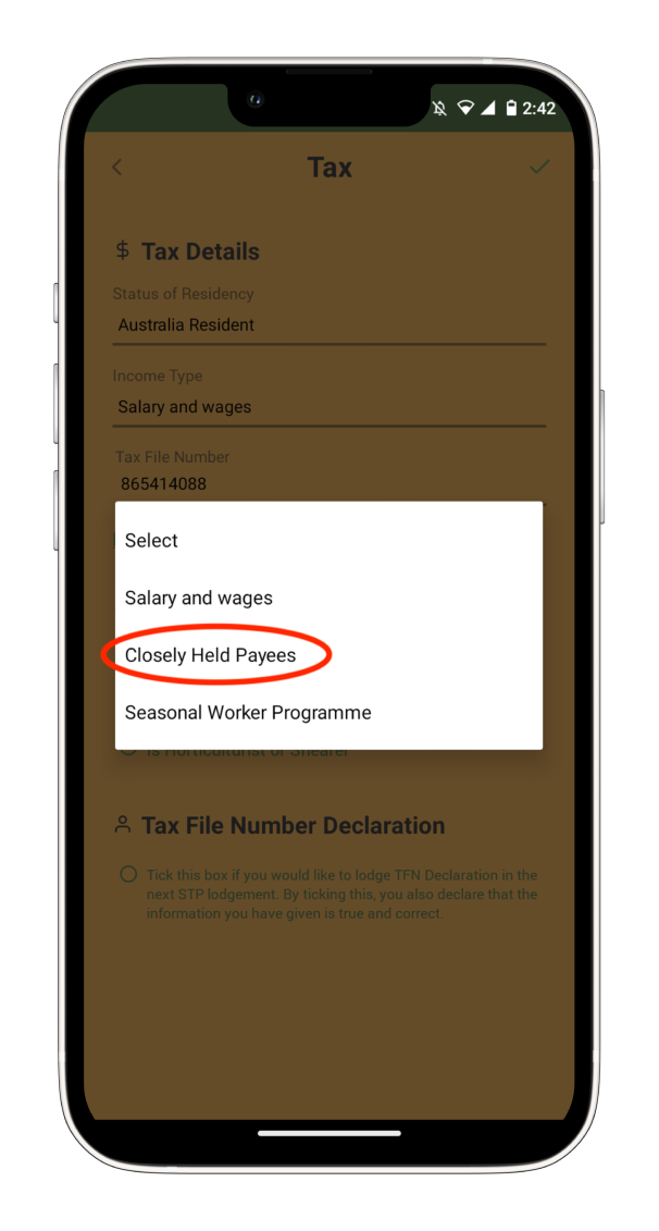 Payroller Mobile App - How to indicate that your employee is a closely held payee on the Payroller mobile app - 6