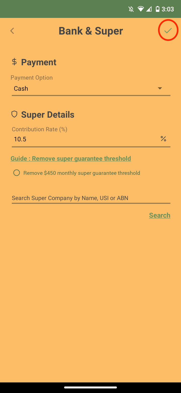 Payroller Mobile App - How to edit super on the employee card on the Payroller Mobile App - 7