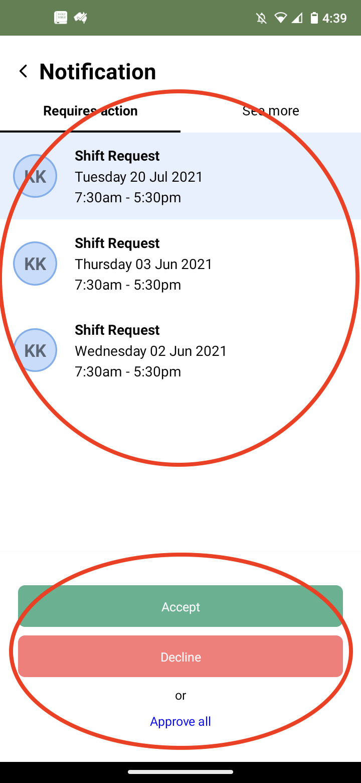 Employee app - How to accept or reject a shift as an employee on the employee app - 3