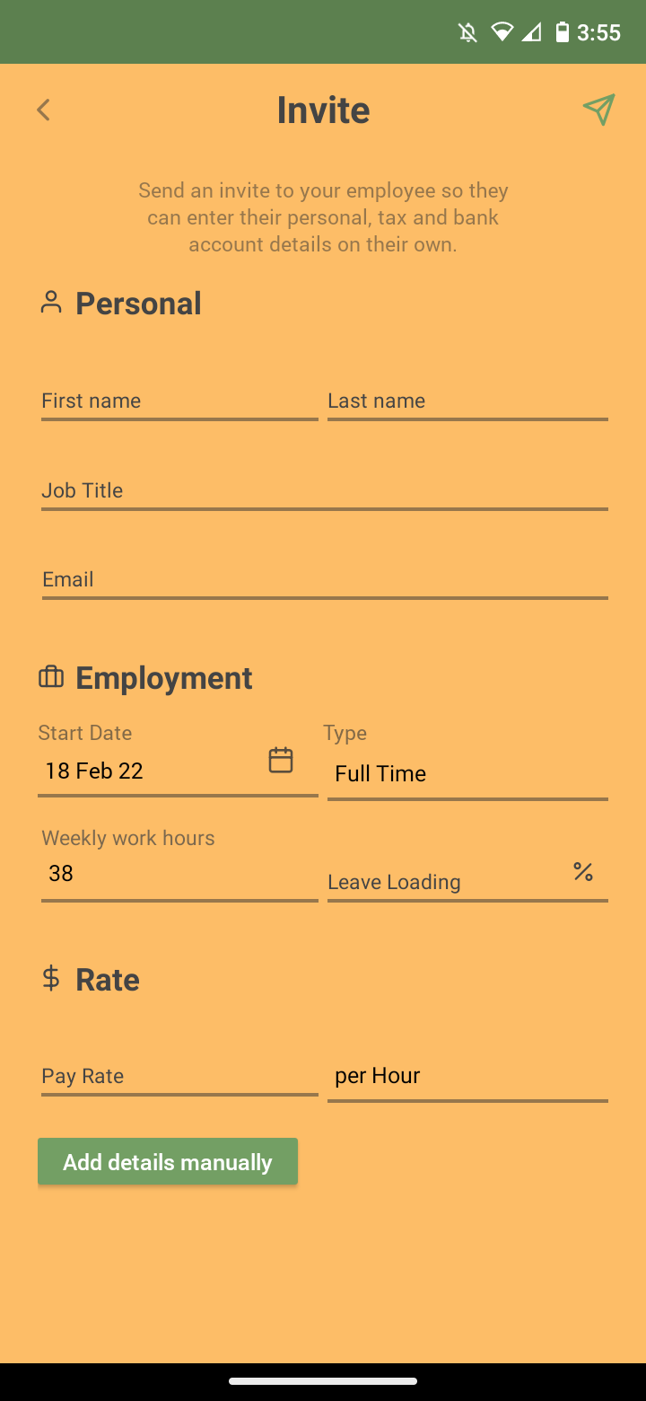 Payroller Mobile App - How to add an employee on the Payroller mobile app - 3