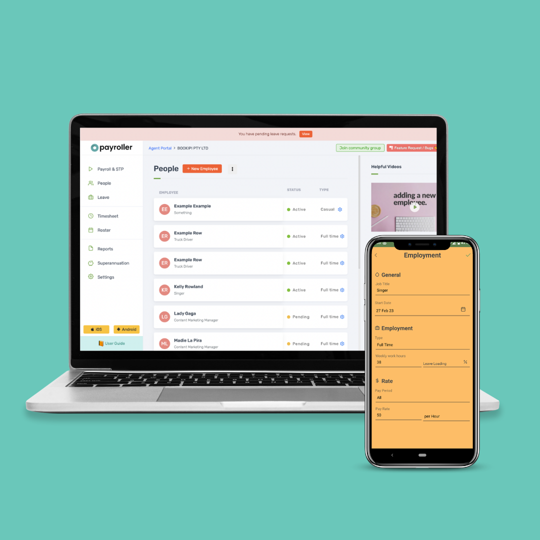 Manage employees on mobile app and web with Payroller