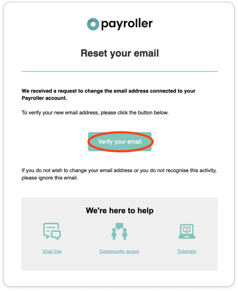 Payroller settings - Change email address - 5