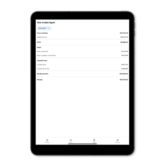 payg totals employee app tablet