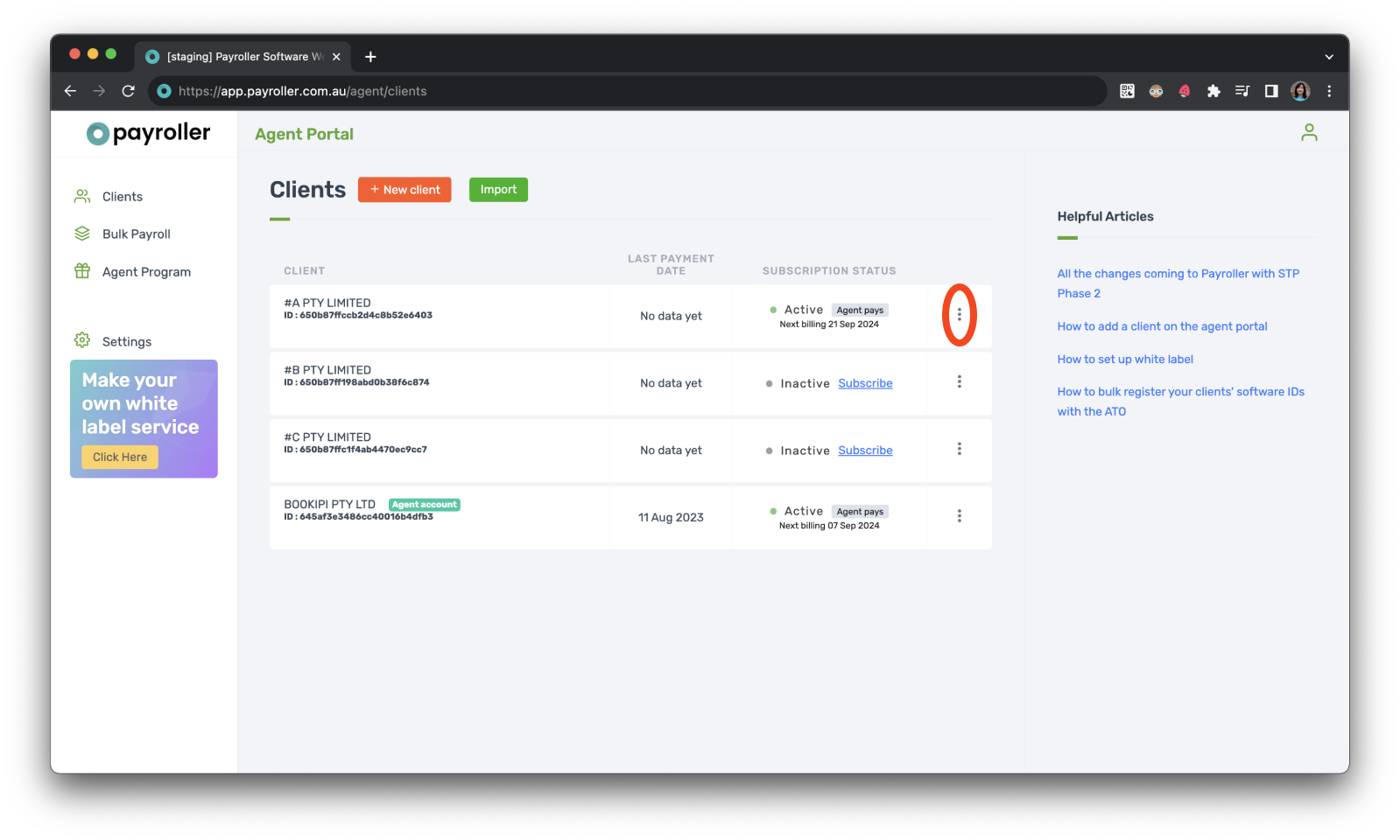 Agent Account - Accessing your clients' payroll - 4
