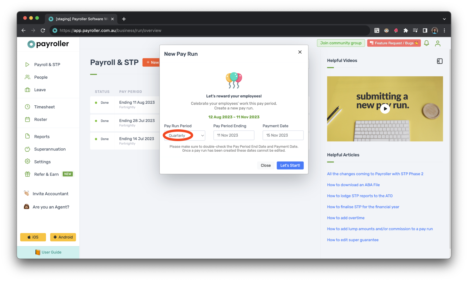 Payroller functions - Setting up employees on different pay periods - 10