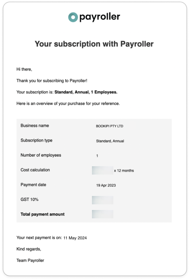 Quick Overview - Signing up for a subscription to create a pay run - 4