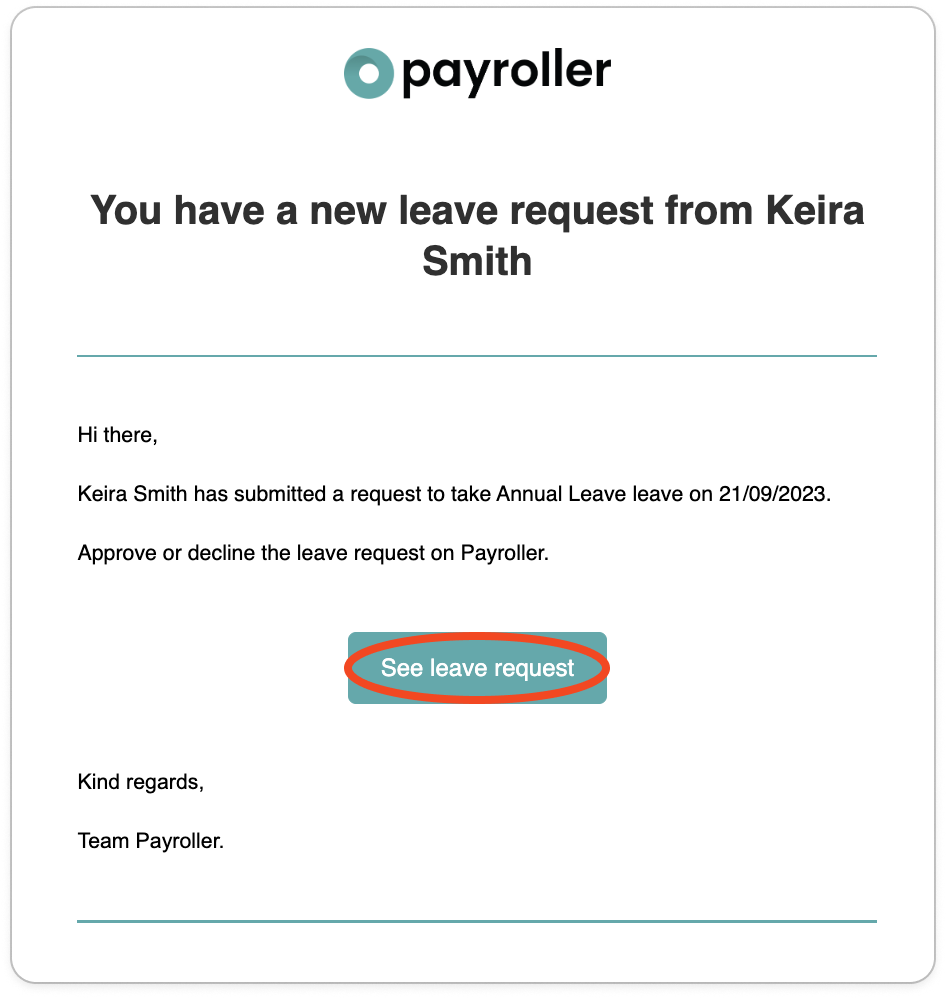 Payroller functions - Approving leave requests made through the employee app - 1