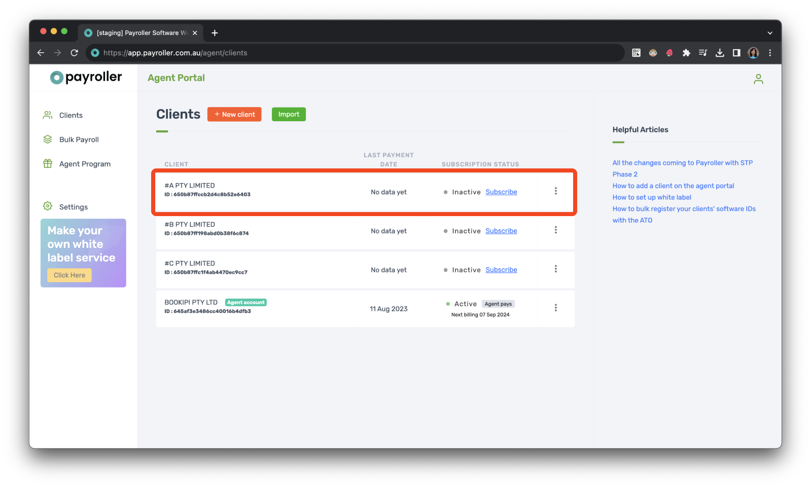 Agent Account - Accessing your clients' payroll - 2