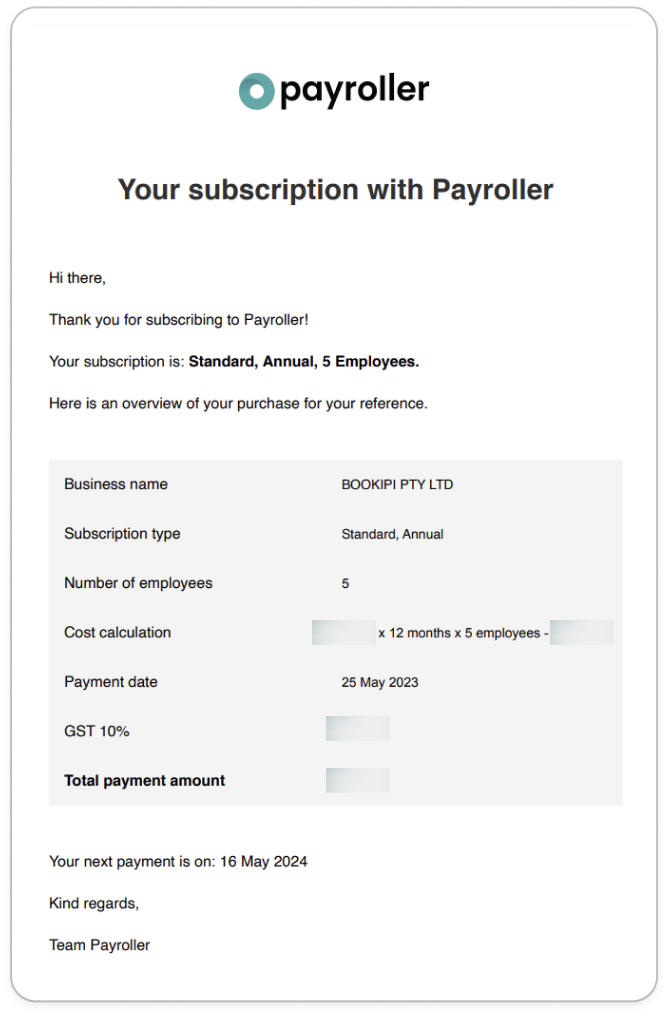 Payroller Employer Subscriptions - Adding employee seats to your subscriptions from your employee onboarding - 6
