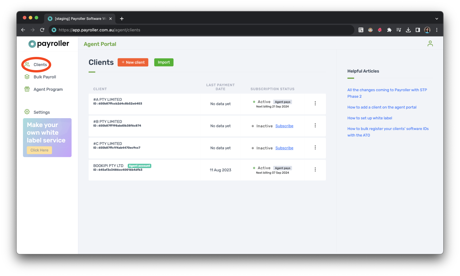 Agent Account - Accessing your clients' payroll - 1
