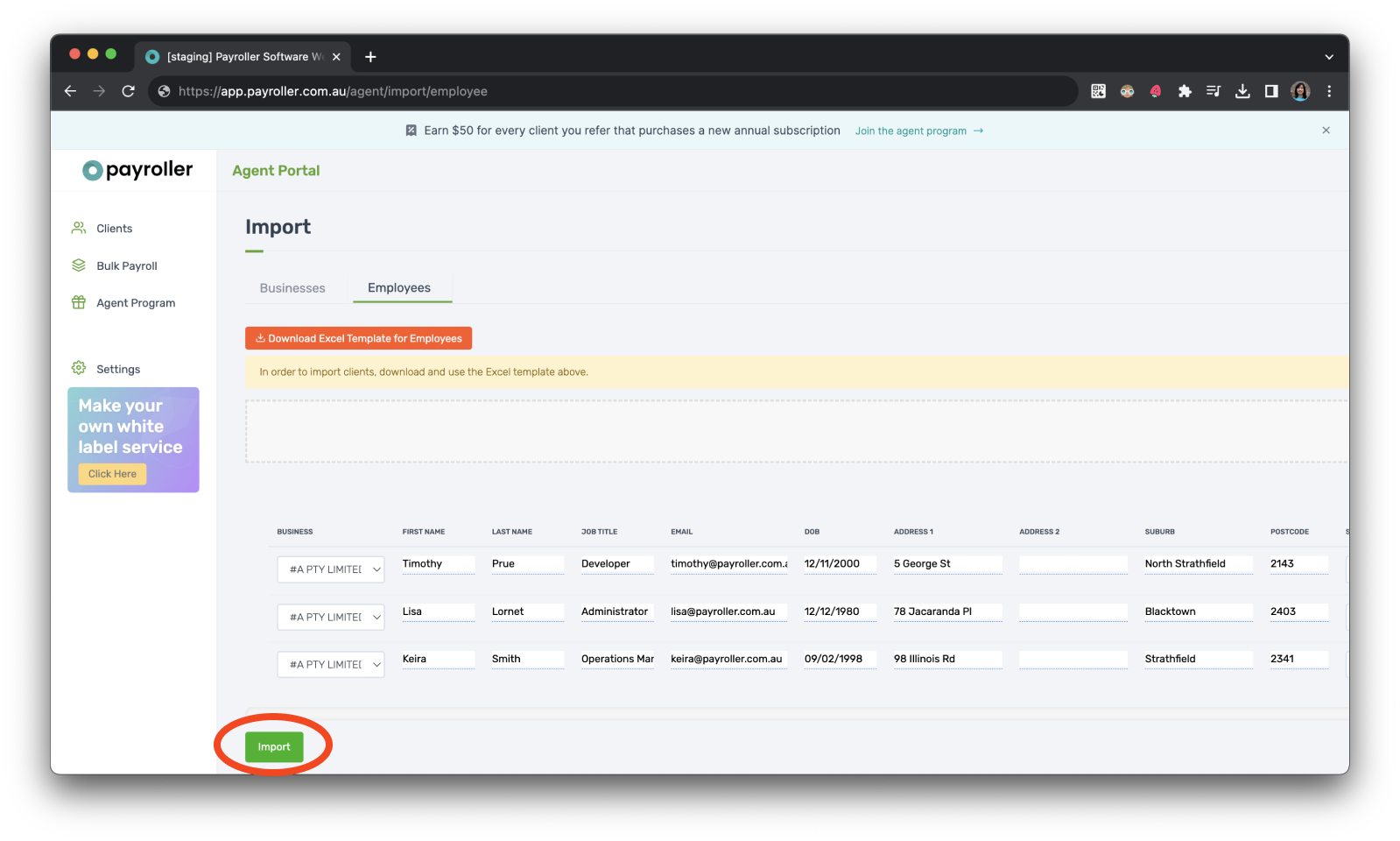 Agent Account - Importing clients and employees - 15