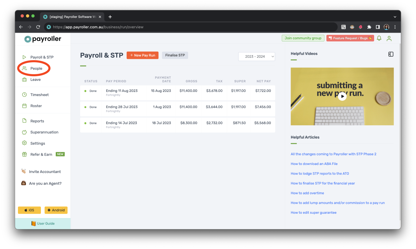 Payroller functions - Setting up employees on different pay periods - 1
