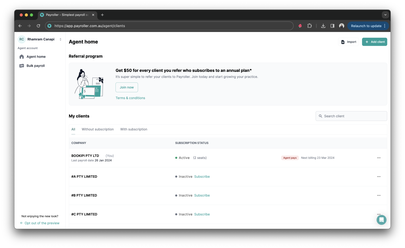 Agent Account - Importing clients and employees - 24