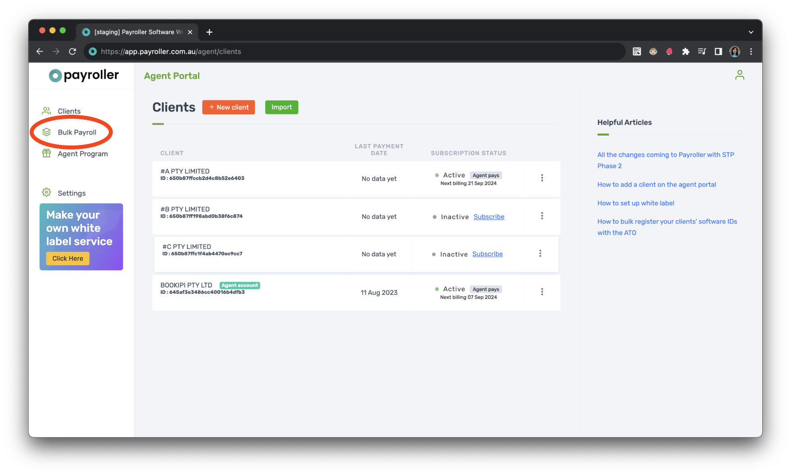 Agent Account - Bulk Payroll and STP - 1