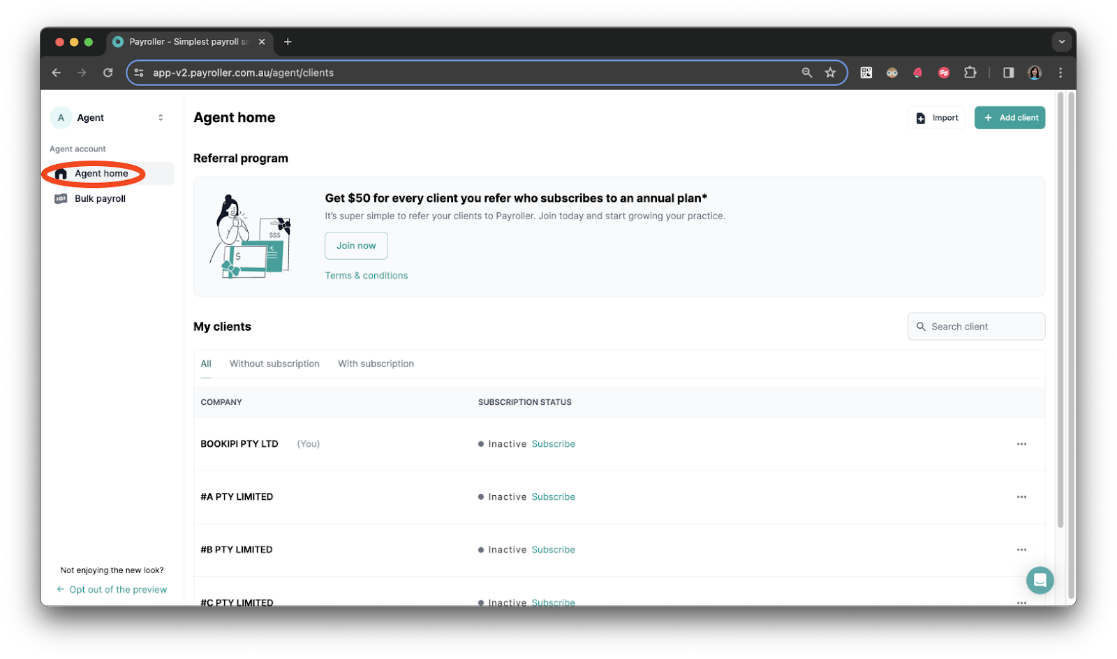 Agent Account - Accessing your clients' payroll - 7