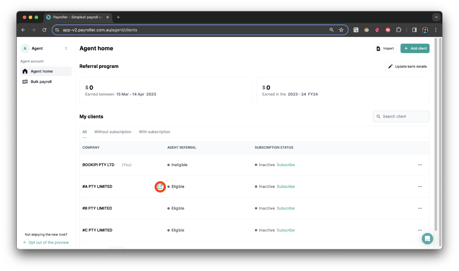 Agent Account - Accessing your clients' payroll - 8