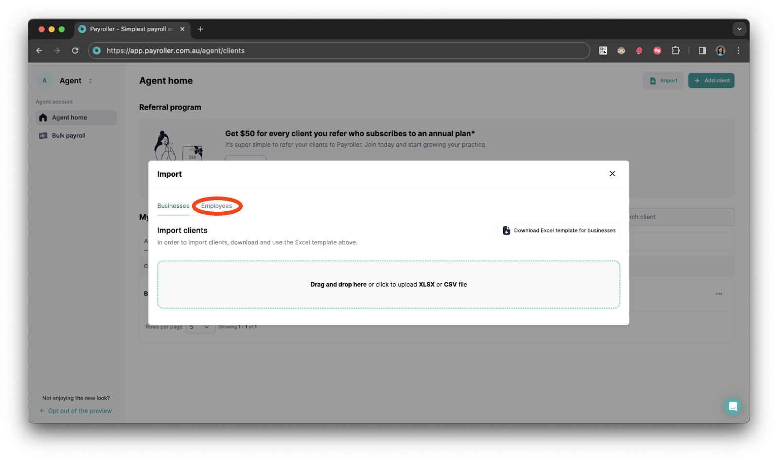 Agent Account - Importing clients and employees - 26