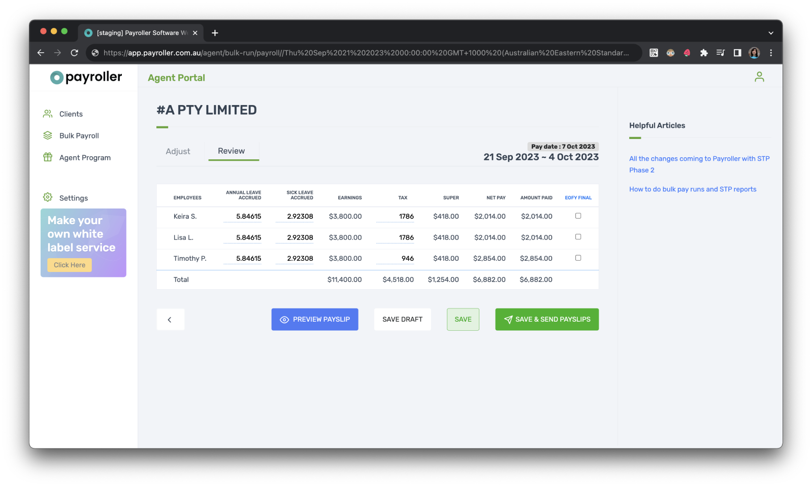 Agent Account - Bulk Payroll and STP - 5