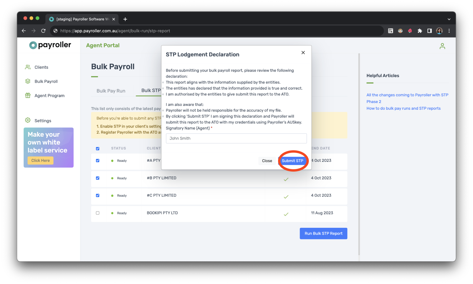 Agent Account - Bulk Payroll and STP - 10