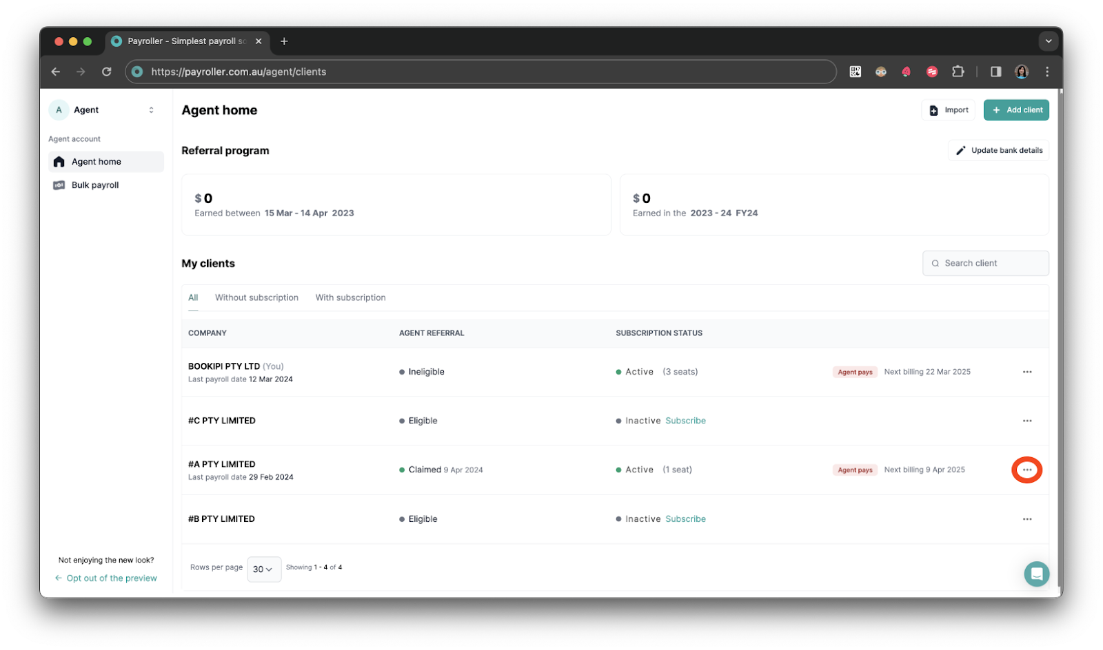Agent Account - Accessing your clients' payroll - 11