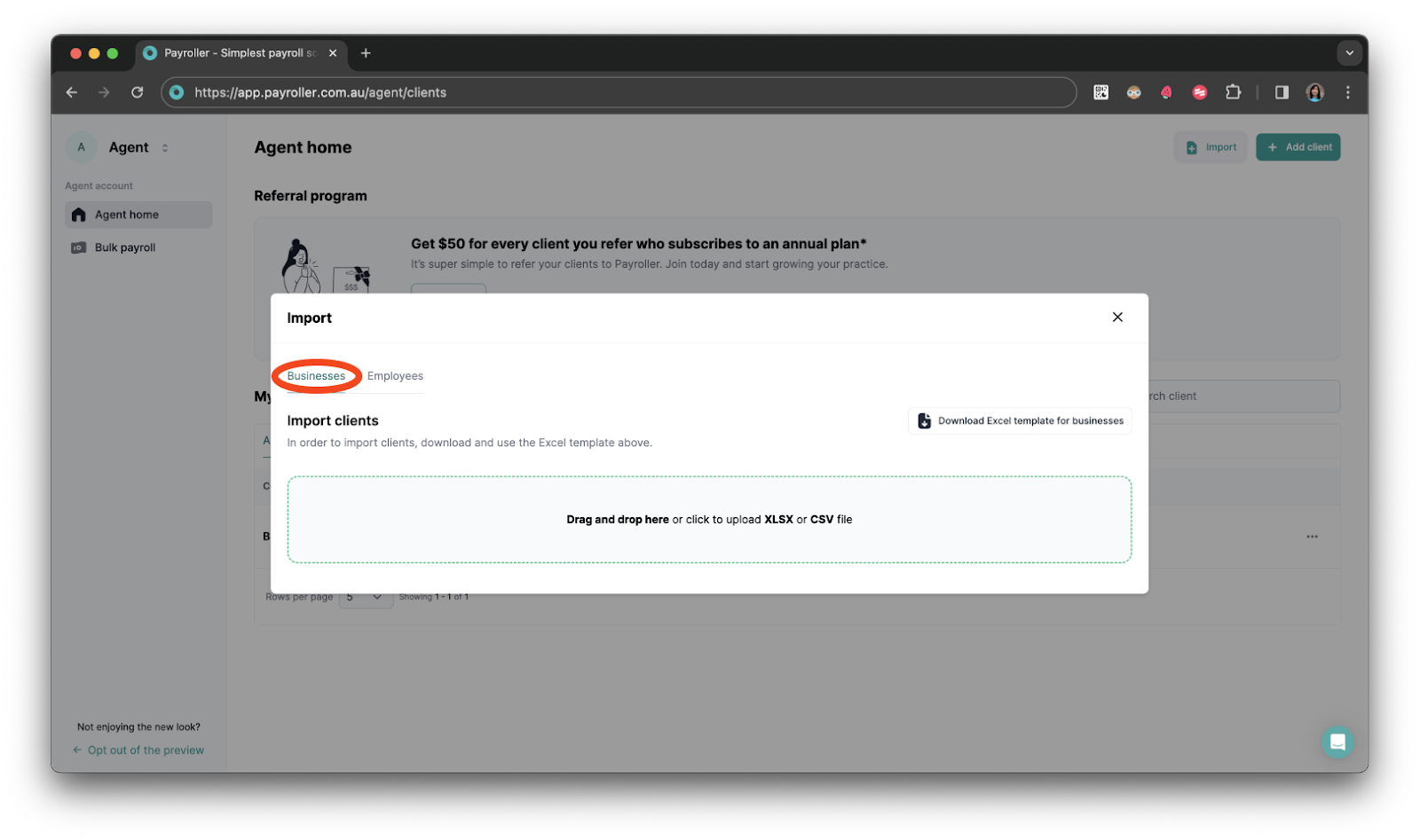 Agent Account - Importing clients and employees - 18