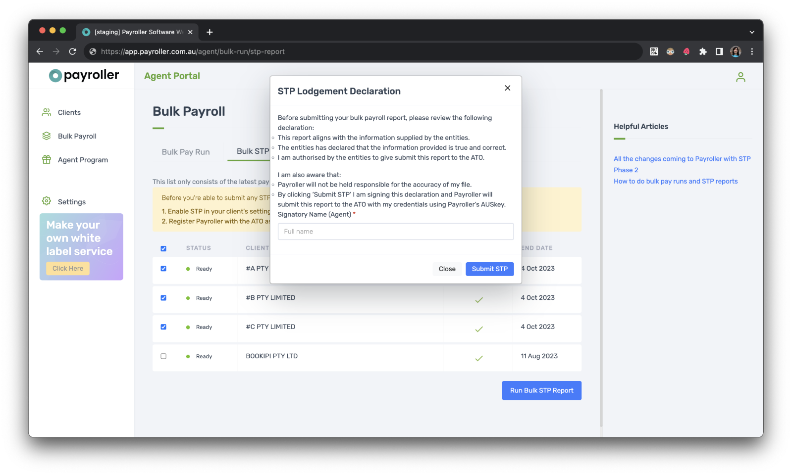 Agent Account - Bulk Payroll and STP - 9