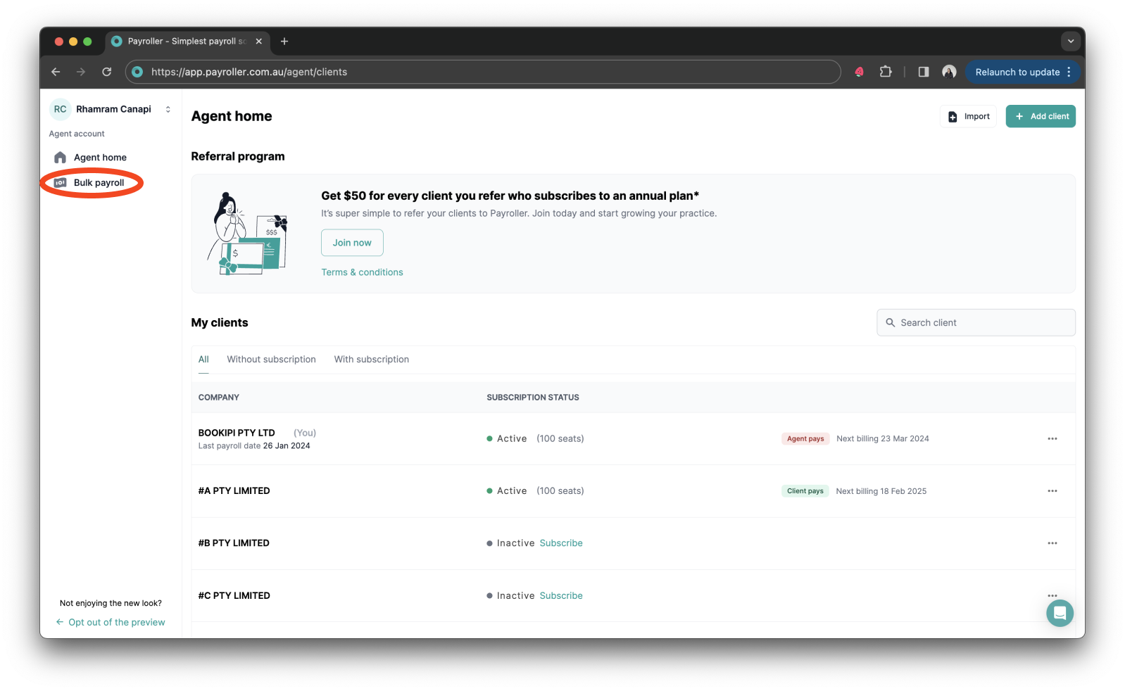 Agent Account - Bulk Payroll and STP - 2
