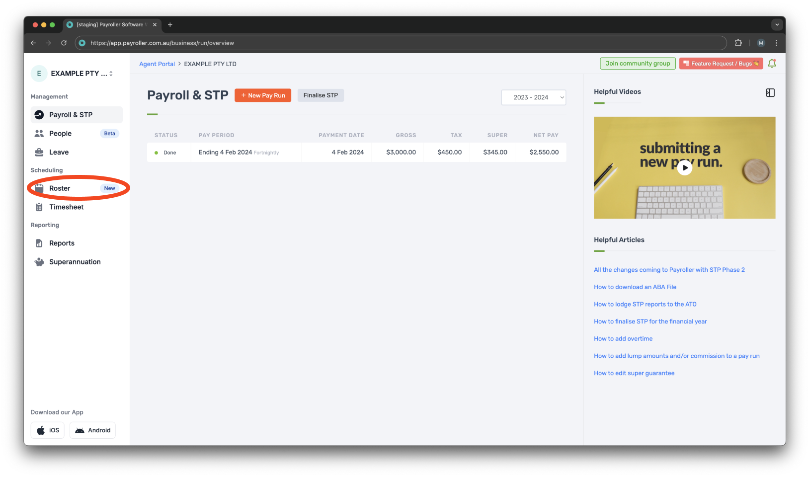 Timesheets and rostering - How to add a shift / How to set a roster - 1