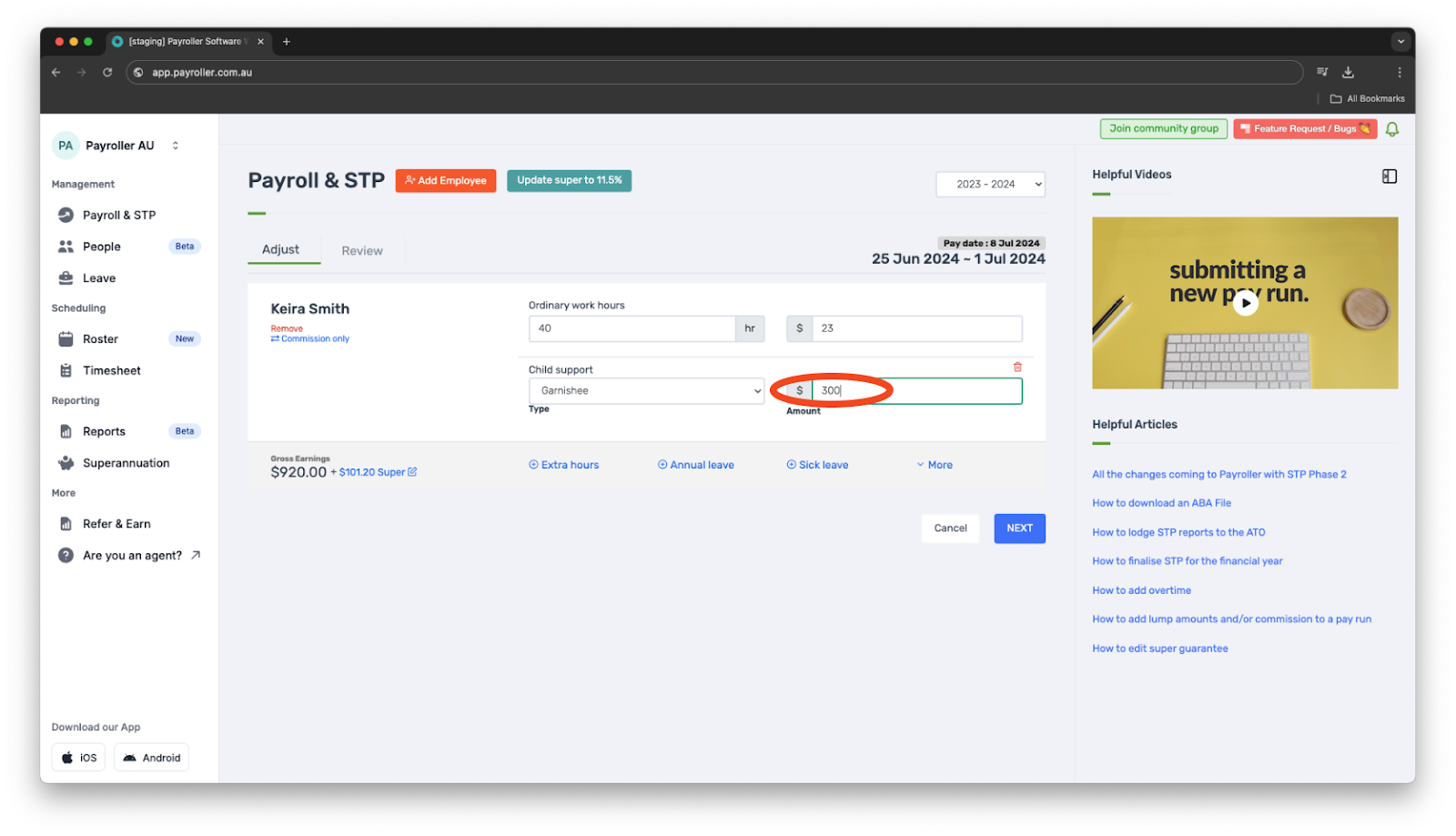 STP phase 2 - How to add child support deductions and garnishees - 7