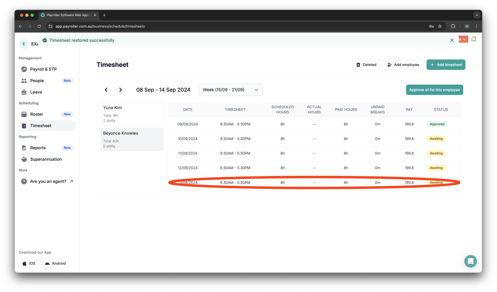 Uncategorized - How to restore timesheets - 5