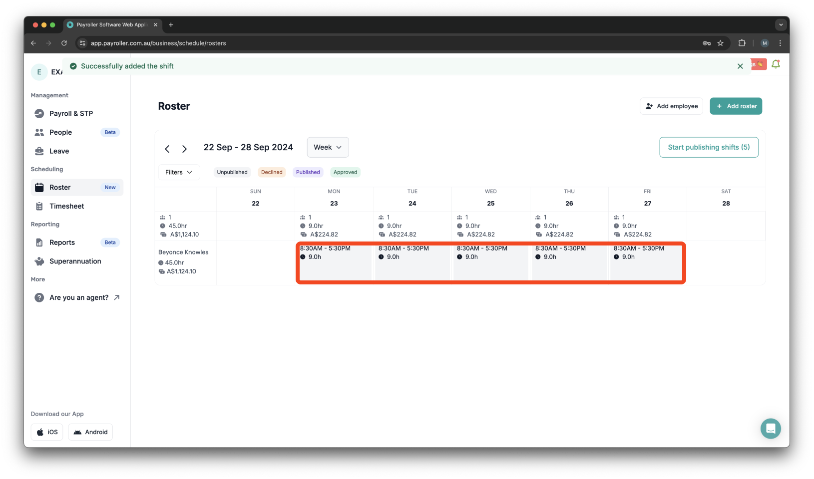 Timesheets and rostering - How to make a custom recurring shift - 15