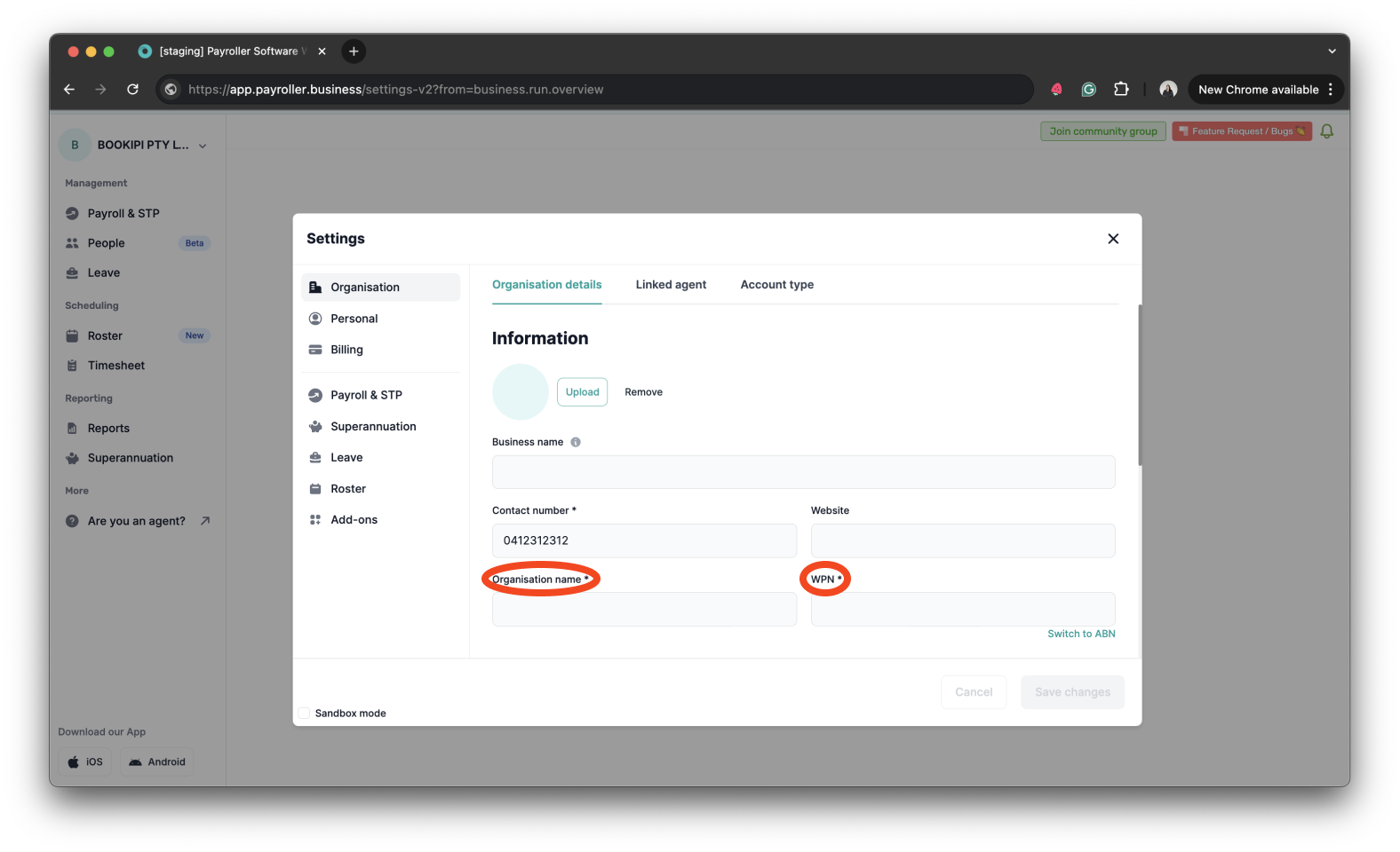 Payroller settings - Adding a WPN - 10