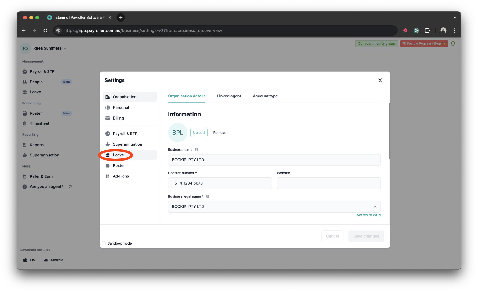 Payroller settings - Show leave balance on payslips - 9