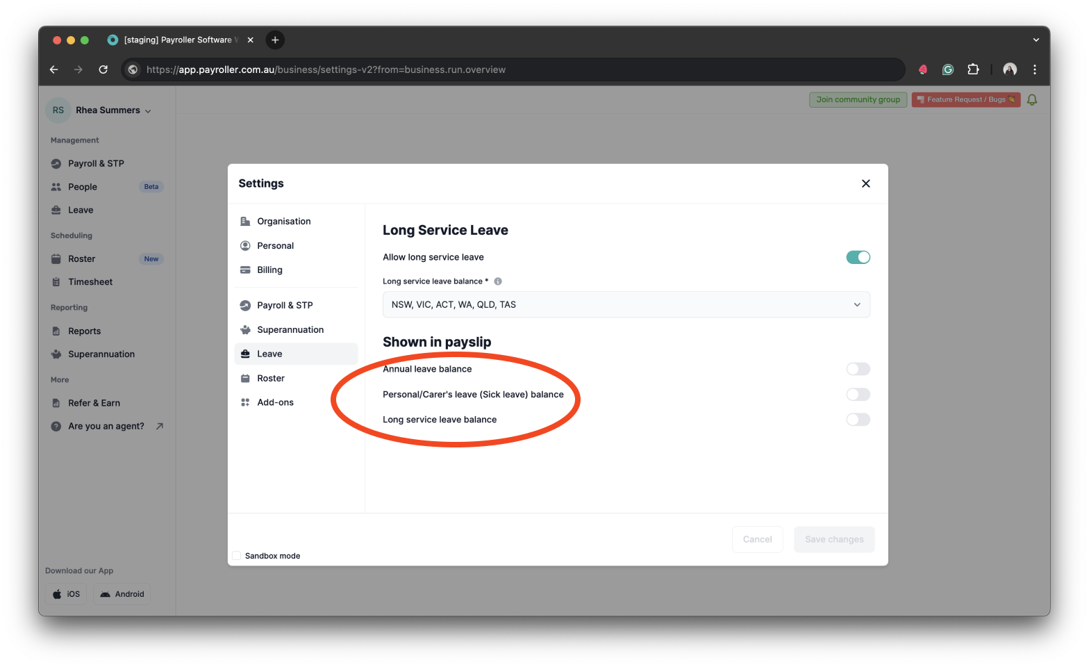 Payroller settings - Show leave balance on payslips - 10