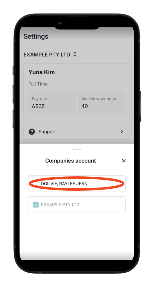 Employee app - How to switch companies for employees on the employee app - 6