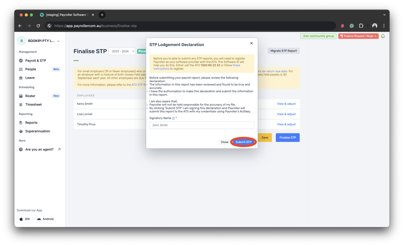 Payroller settings - Changing ABN - 38