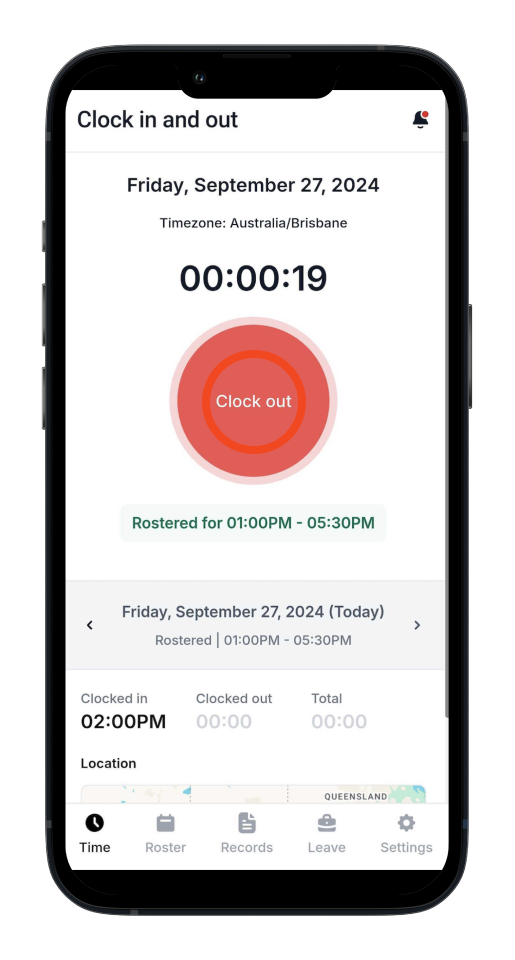 Employee app - How to clock in and clock off for a shift as an employee - 2