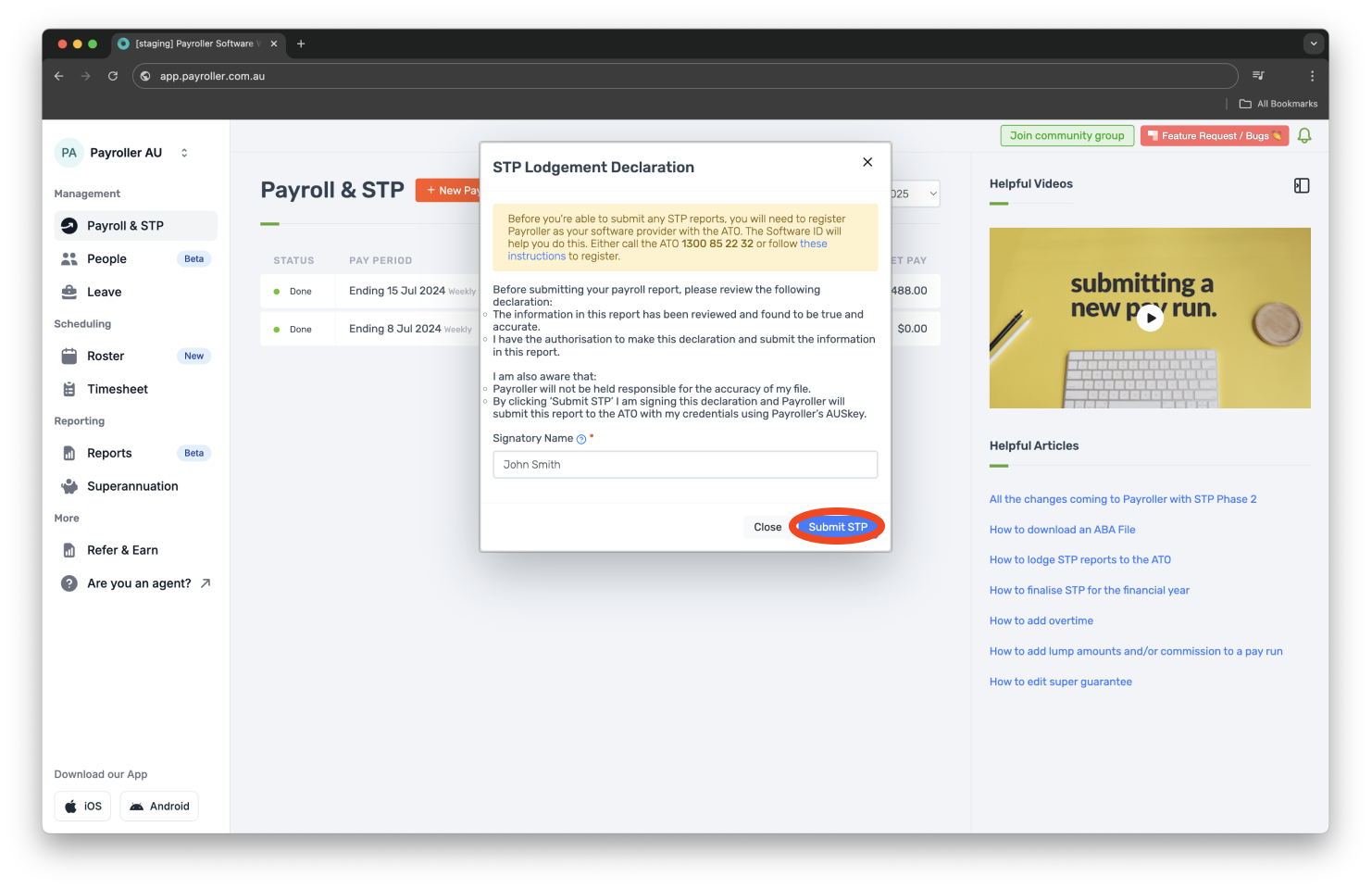 Creating pay runs - Adding employer contribution (superannuation) - 8