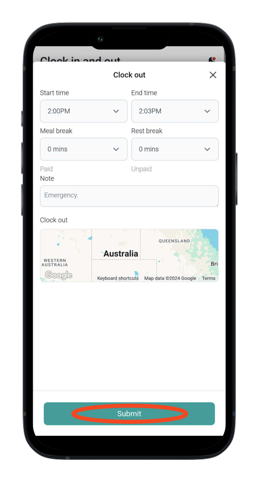 Employee app - How to clock in and clock off for a shift as an employee - 4